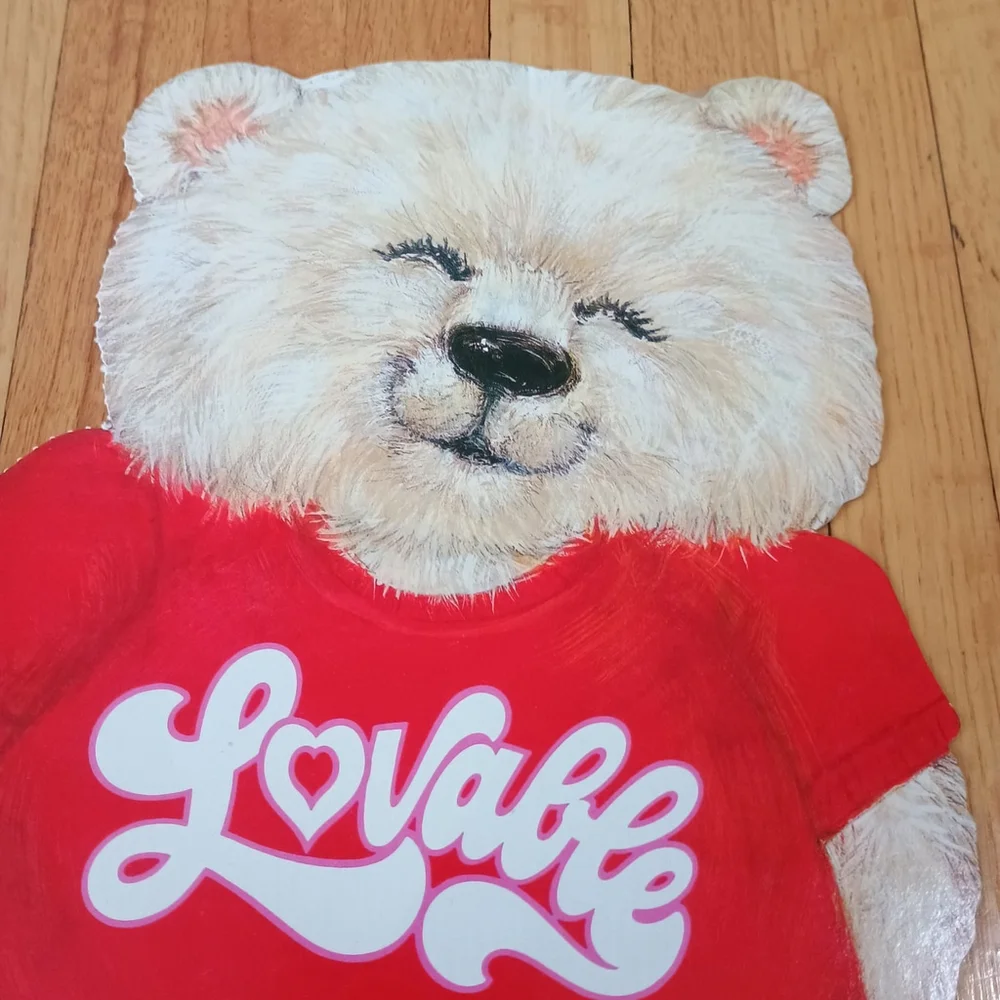 Vintage 1982 Hallmark Shirt Tales Valentine Teddy Bear Die Cut Decor 14.5